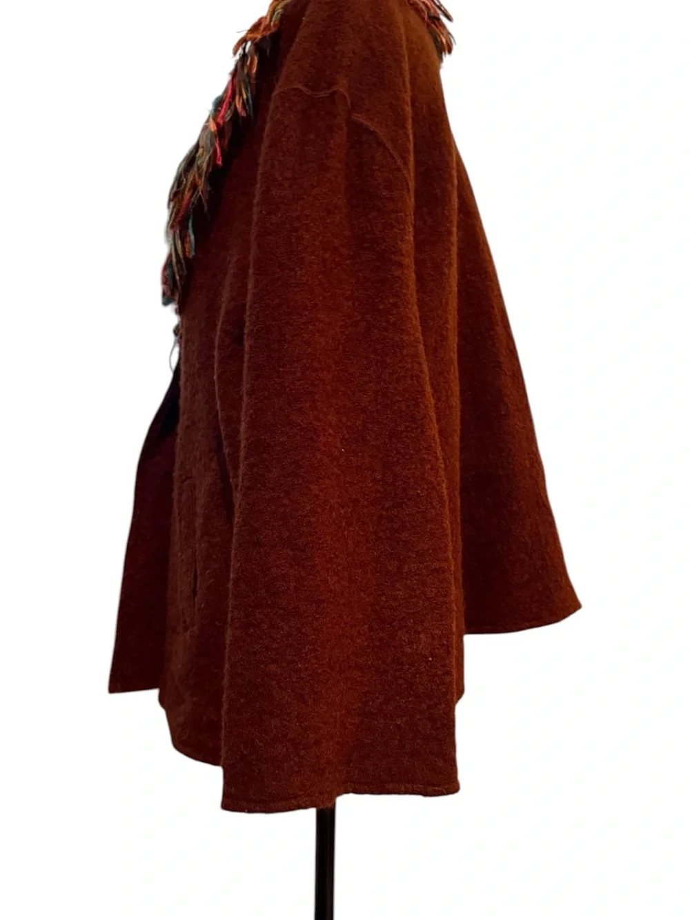 Lark Lane Brown 3X Wool Fringe Jacket Lagenlook Boho Artisan Art To Wear